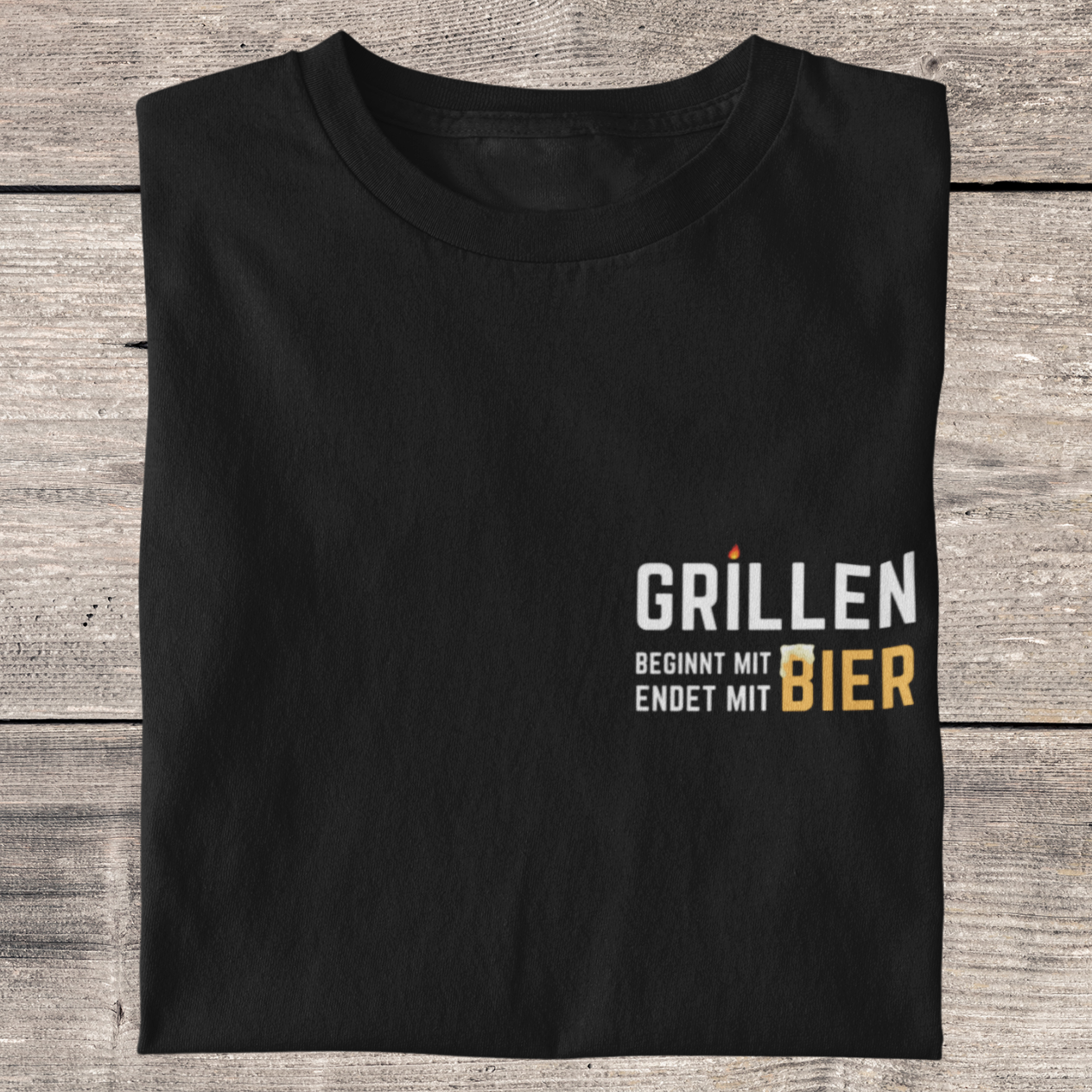 Grillen beginnt mit Bier   T-Shirt