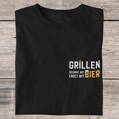 Grillen beginnt mit Bier   T-Shirt